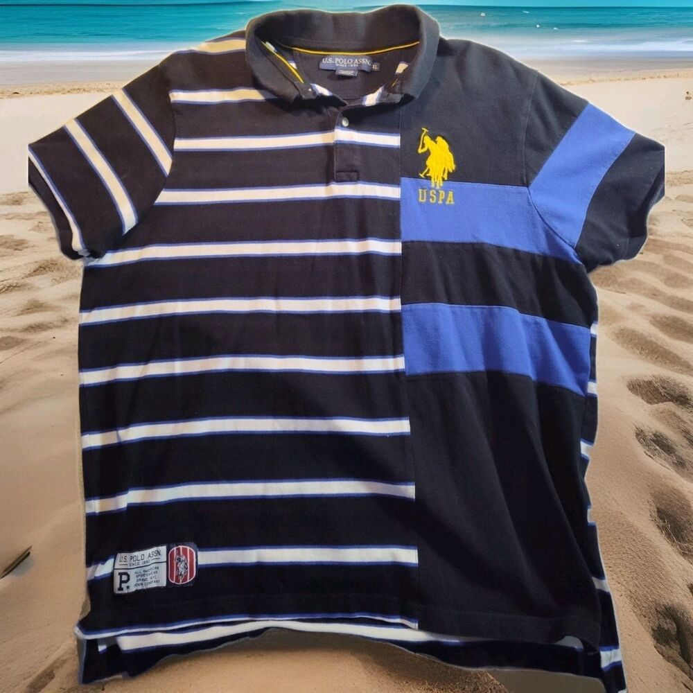 Y2K US Polo Assn USPA Men's Polo XL Shirt Big Pony Logo Shirt Sleeve 1531